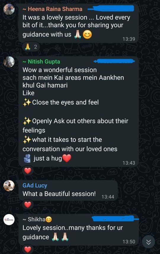 Parent feedback after the session